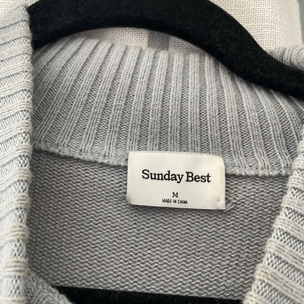 Sunday Best Mock Neck Cropped Sweater Blue - Picture 5 of 7